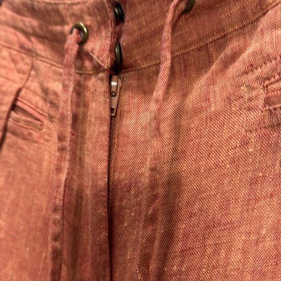 Peck & Peck Linen crop pants SZ 4 mellow orange Heathered summer casual straight - Picture 5 of 6